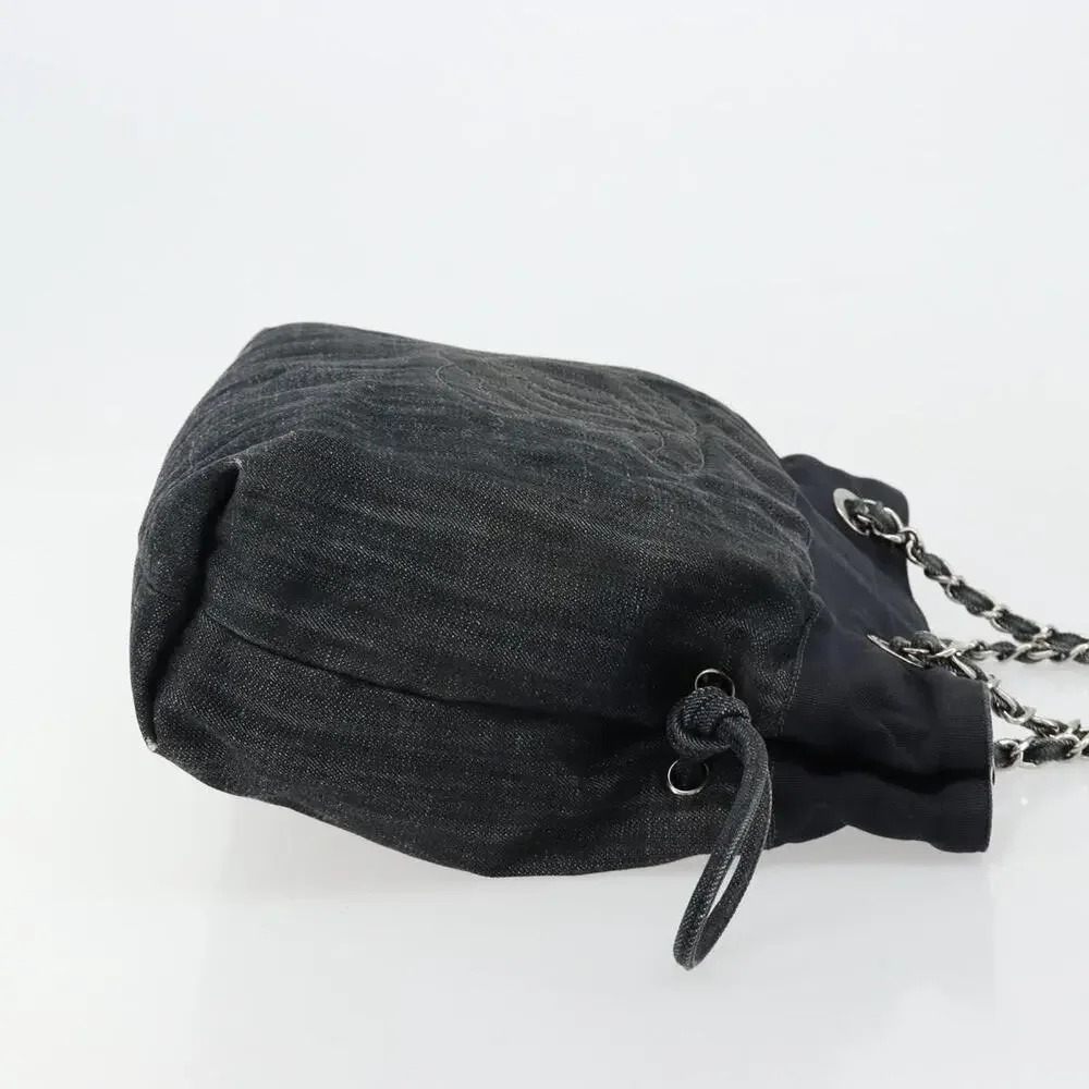Chanel CC Logo Chain Shoulder Bag Black Canvas